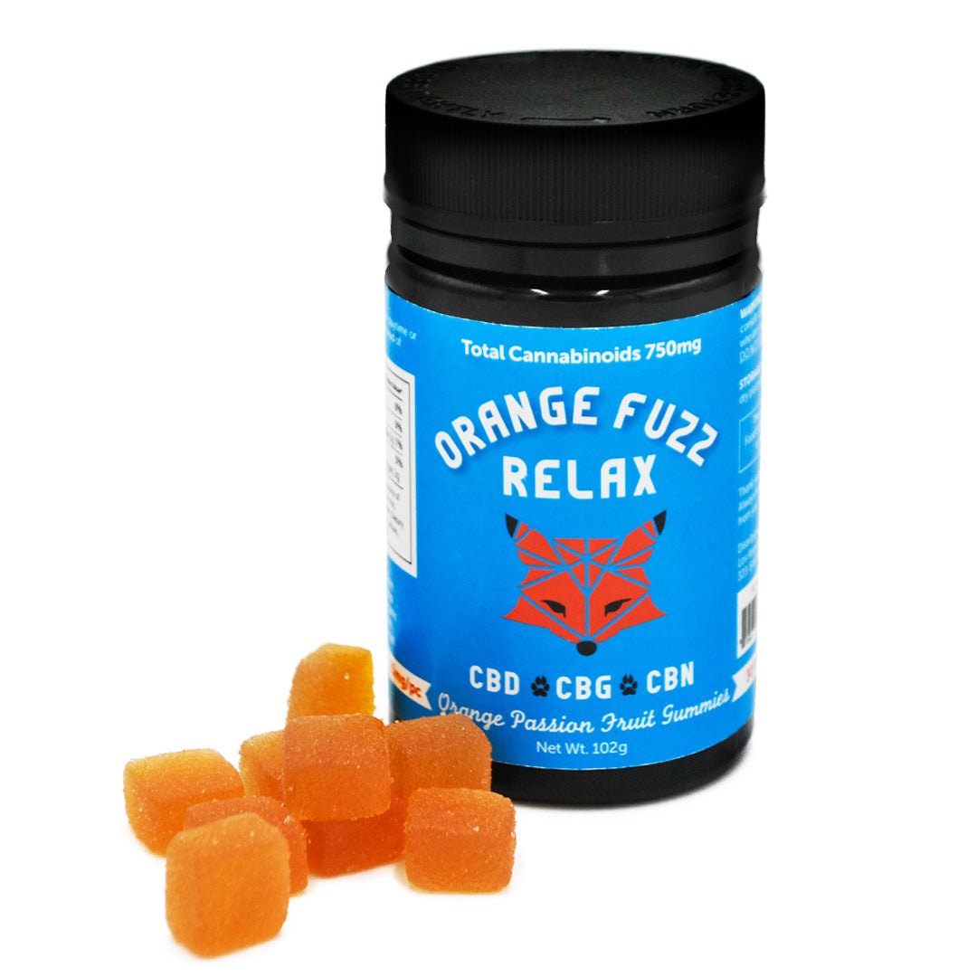 Orange Fuzz RELAX Orange Passion Fruit Gummies (Vegan) - 750MG - 30ct