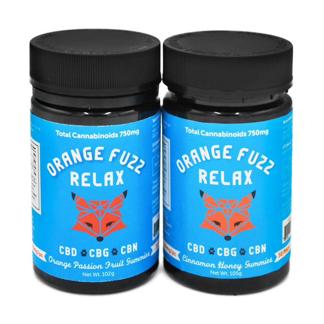 Orange Fuzz RELAX Orange Passion Fruit Gummies (Vegan) - 750MG - 30ct
