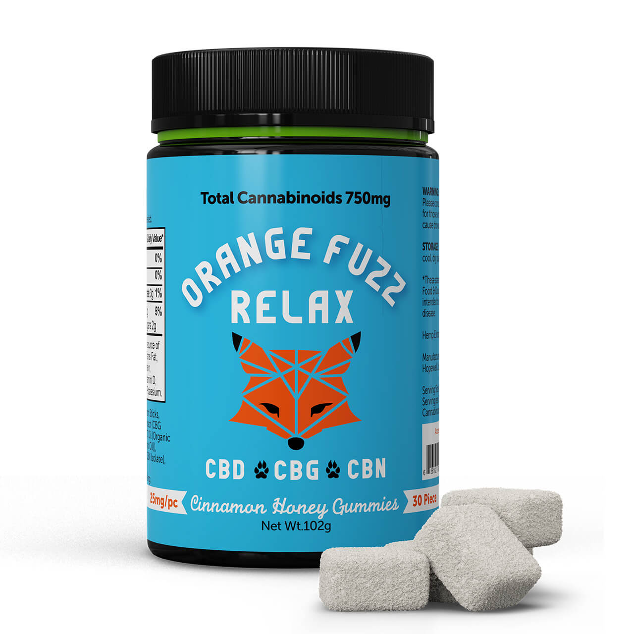 Orange Fuzz RELAX Cinnamon Honey Gummies - 750MG - 30ct