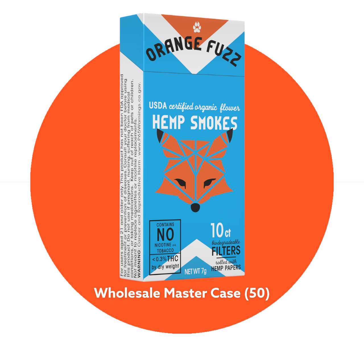 Wholesale I Orange Fuzz USDA Certified Organic Hemp Smokes - Master Case (50cartons)